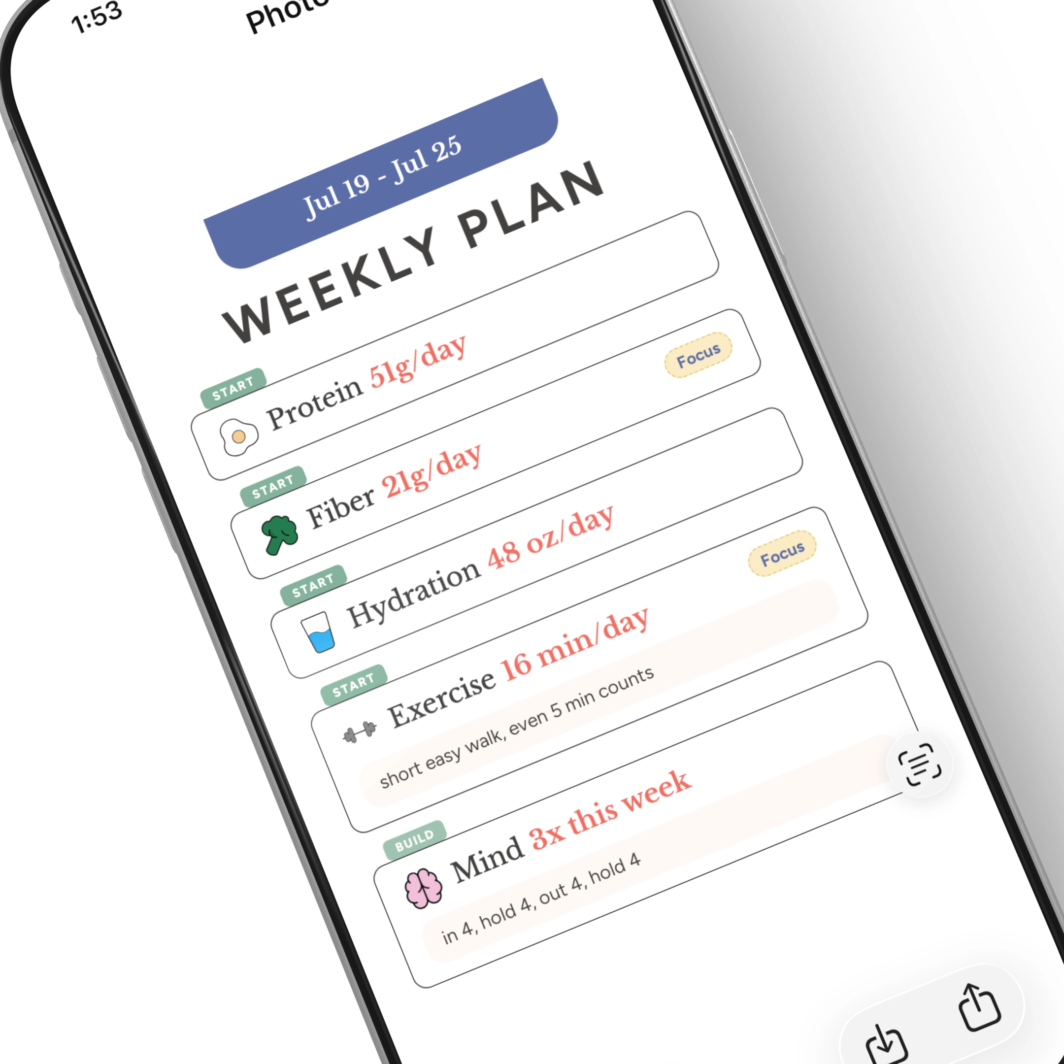 Weekly plans to build habits